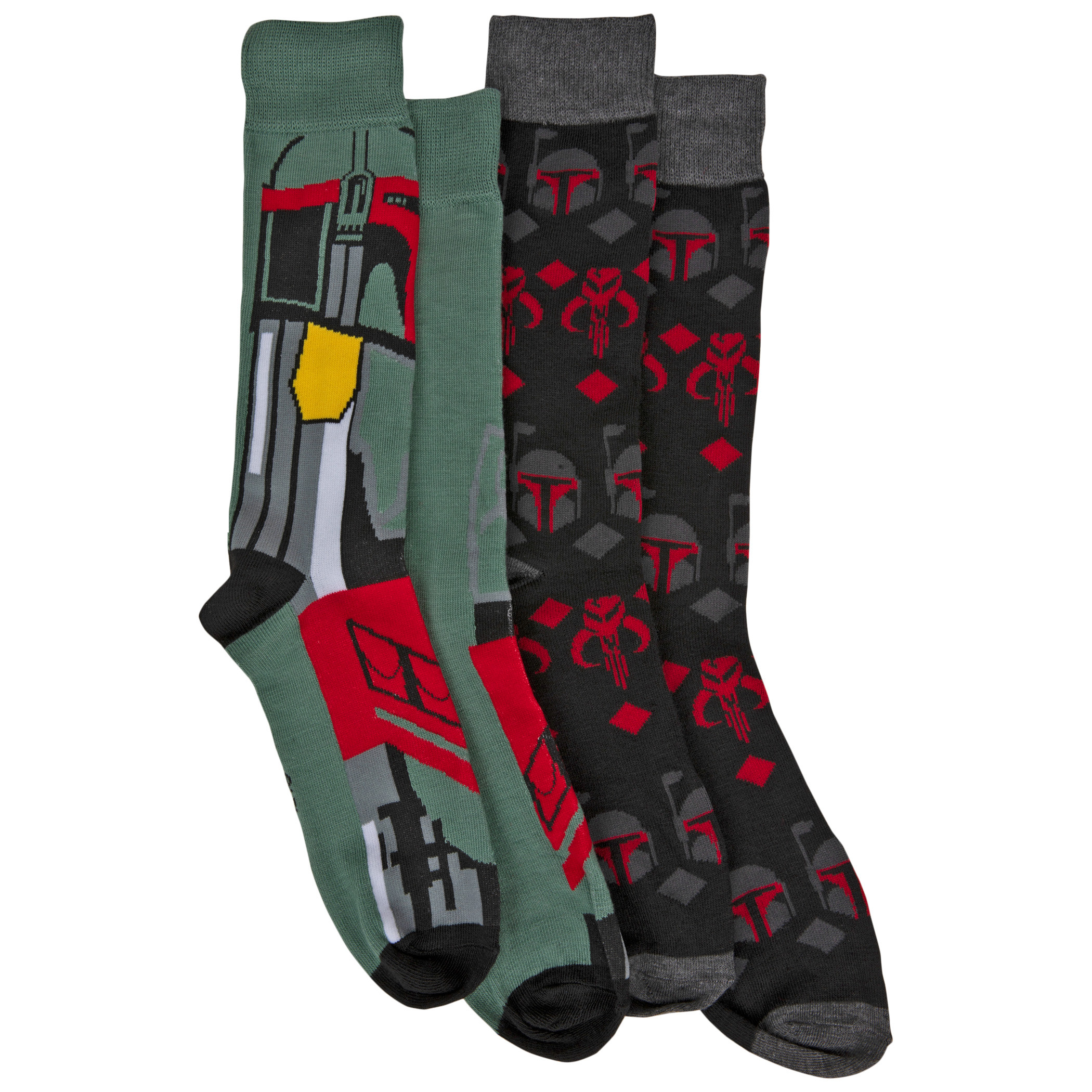 Star Wars Boba Fett Costume and All Over Symbols 2-Pack Crew Socks